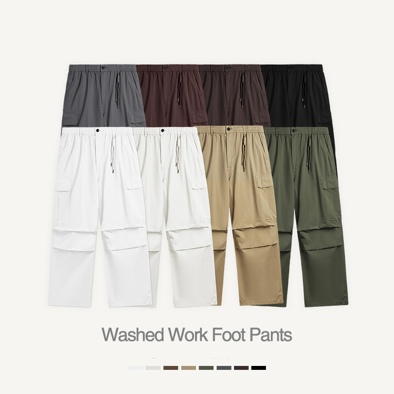 Parachute Pants Windbreak Fabric Baggy Shrink Pocket Cargo Elastic Men's Pants & Trousers