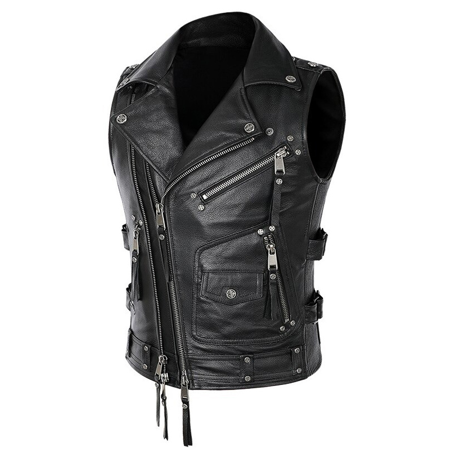 Original Classic Club Style Leather Vest Men Leather Heated Vest Men High Quality Customized Men's Vest