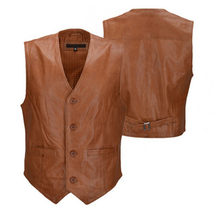 2024 Fashion Leather Vest Men Jacket Slim Fit Made In Pakistan Fashion Leather Vest For Men