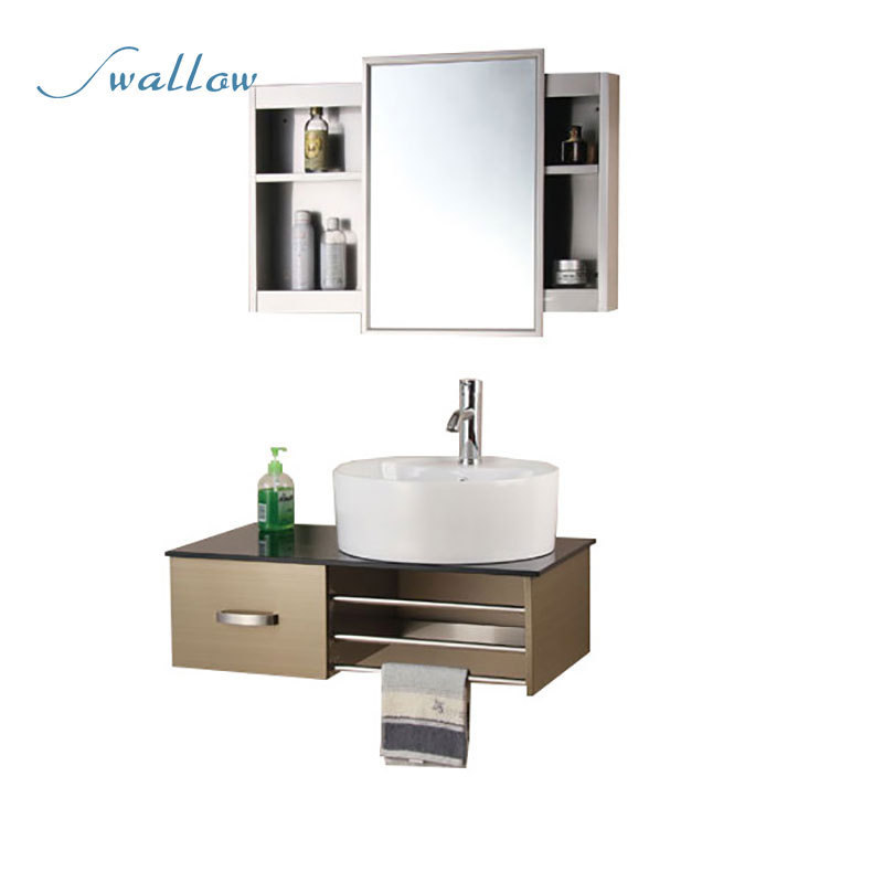 Luxury Stainless Steel Bathroom Cabinet with Vanity Mirror