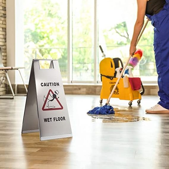 Kitchen stainless steel Wet Floor foldable Caution Sign