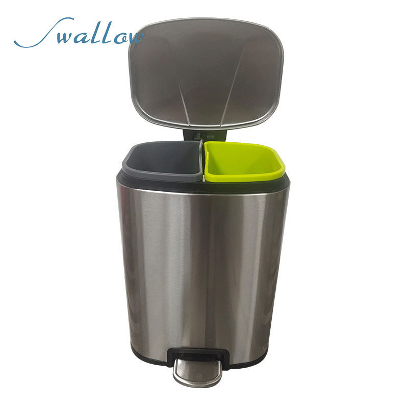 Sallow Restaurant Kitchen Office Square Plastic Recycling Waste Garbage Rubbish Bin Trash Can with Lid with pedal