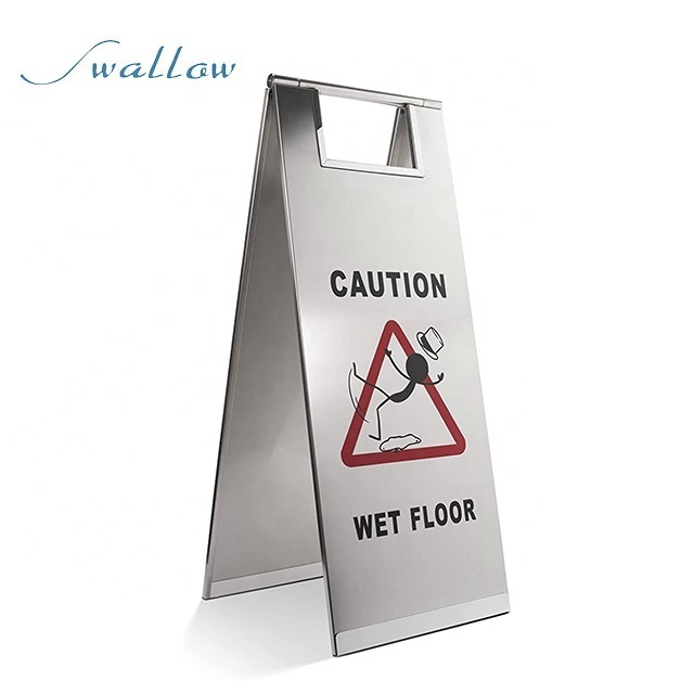 Kitchen stainless steel Wet Floor foldable Caution Sign