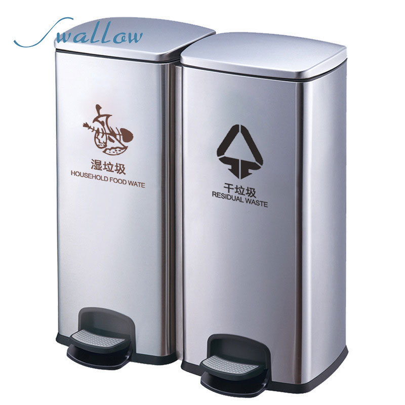 5/6/8/9/10/20L pedal bin Trash Can for Home and Kitchen Plastic Rectangular Dustbin Black Waste Bins with Rolling Cover