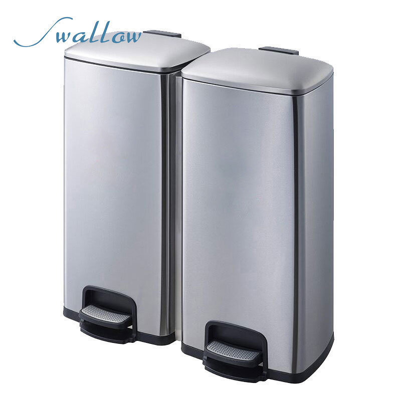 5/6/8/9/10/20L pedal bin Trash Can for Home and Kitchen Plastic Rectangular Dustbin Black Waste Bins with Rolling Cover