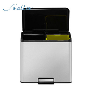 Sallow Restaurant Kitchen Office Square Plastic Recycling Waste Garbage Rubbish Bin Trash Can with Lid with pedal