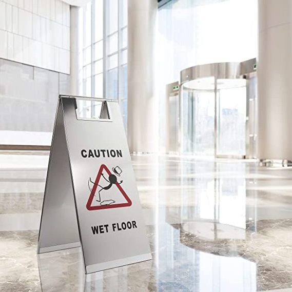 Kitchen stainless steel Wet Floor foldable Caution Sign