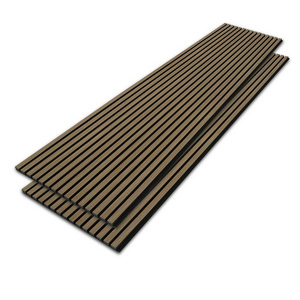 Sunwings Smoke Oak Wood Slat Acoustic Wall Panel | Stock in US | 2-Pack 23.5'' x 94.5'' 3D Fluted Soundproof Wall Panelling