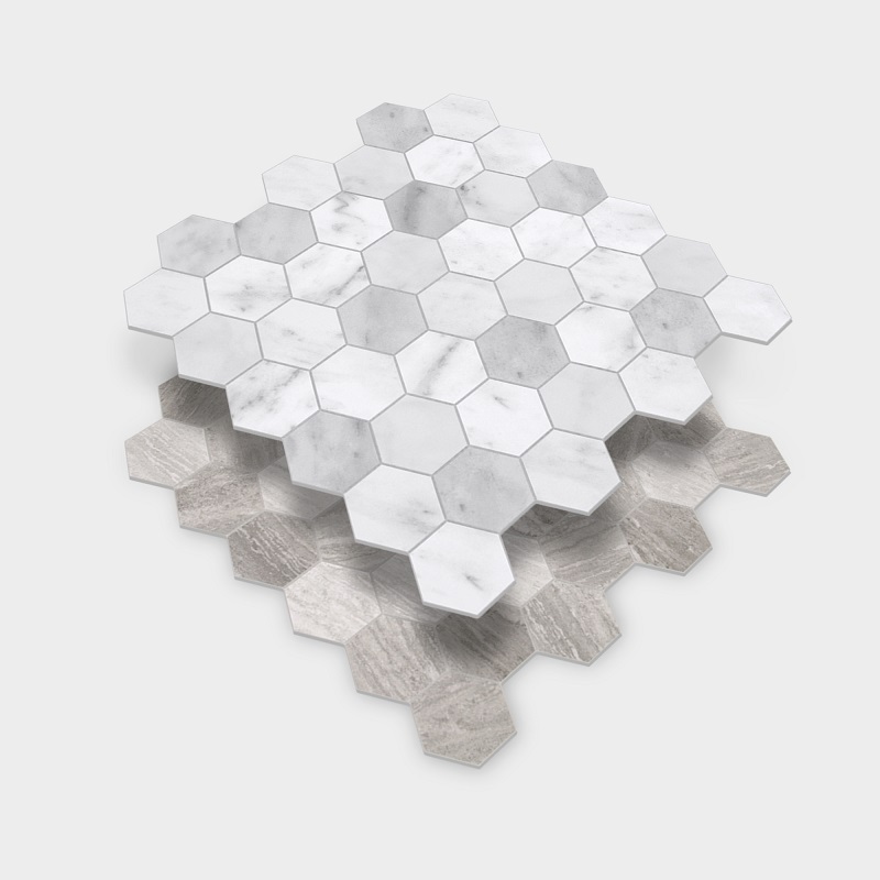 Sunwings Hexagon Peel and Stick Tile | Stock in US | Ceramic Looks Stone Composite Mosaic Backsplash For Kitchen Wall Tile