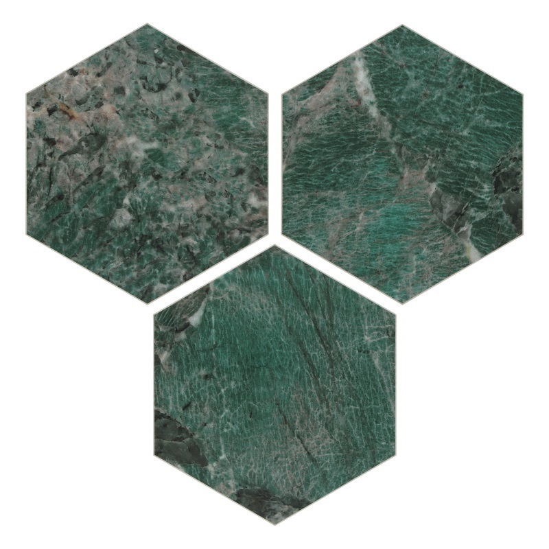 Sunwings Peel and Stick Hexagon Tile | Stock in US | Stone Composite Green Amazonita Marble Looks Mosaic Wall Tile