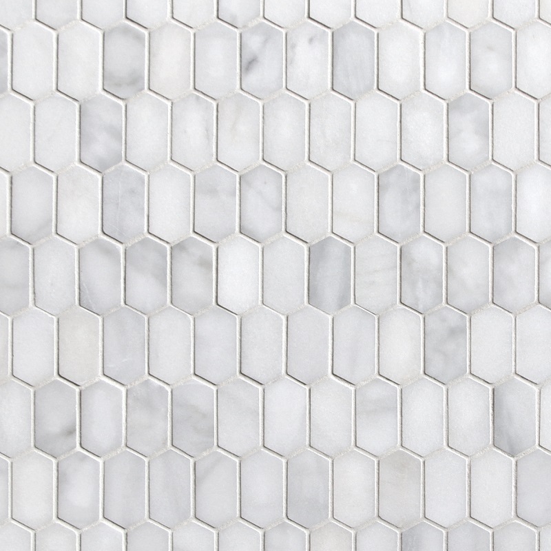 Sunwings Marble Mosaic Tile | Stock in US | White Carrara Picket Mosaics Wall And Floor Tile