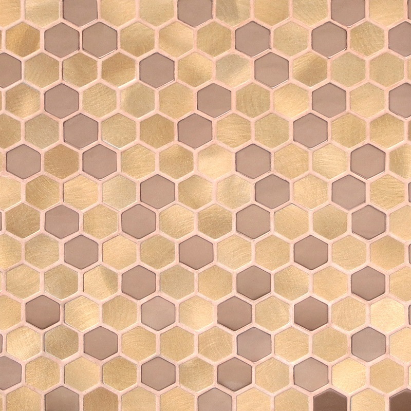 Sunwings Stainless Steel & Aluminium Mosaic Tile | Stock in US | Copper Hexagon Mosaics Wall And Floor Tile