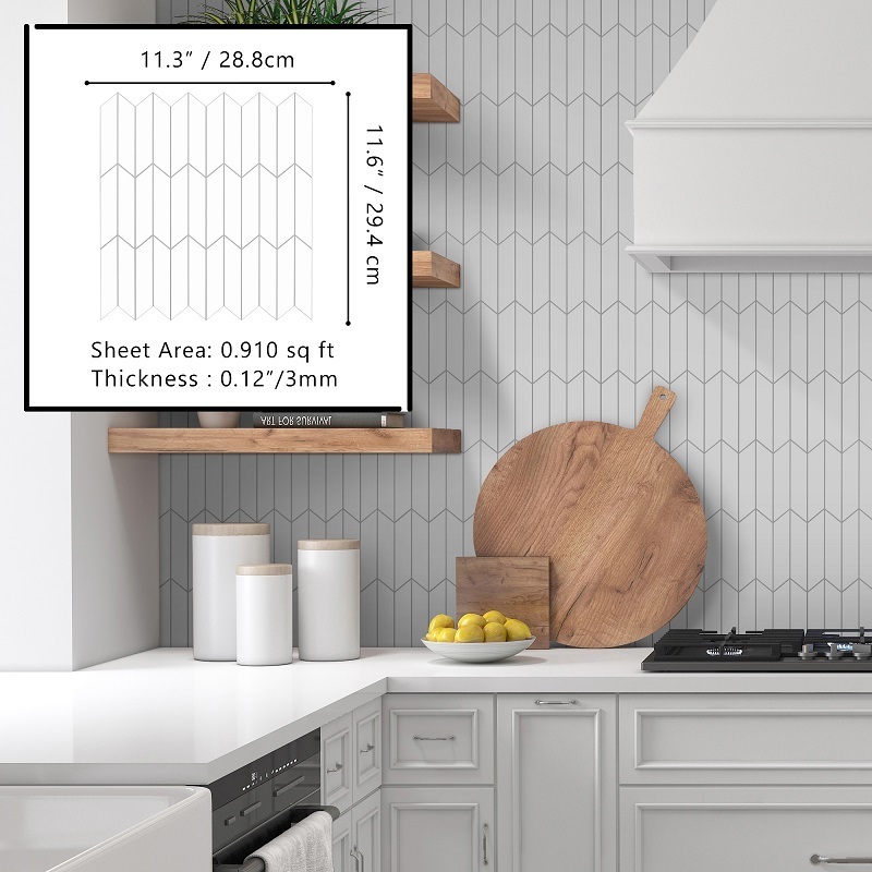 Sunwings Peel and Stick Chevron Tile | Stock in US | Ceramic Looks Self Adhesive Backplash Mosaic For Kitchen