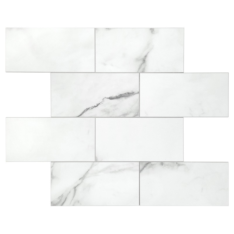 Sunwings Bianco Calacatta Peel and Stick Subway Tile | Stock in US | Marble Mosaics Tile Sticker For Interior Wall Decoration