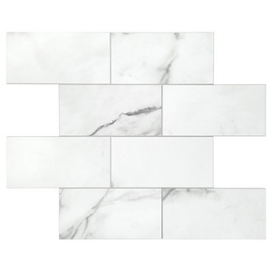 Sunwings Bianco Calacatta Peel and Stick Subway Tile | Stock in US | Marble Mosaics Tile Sticker For Interior Wall Decoration