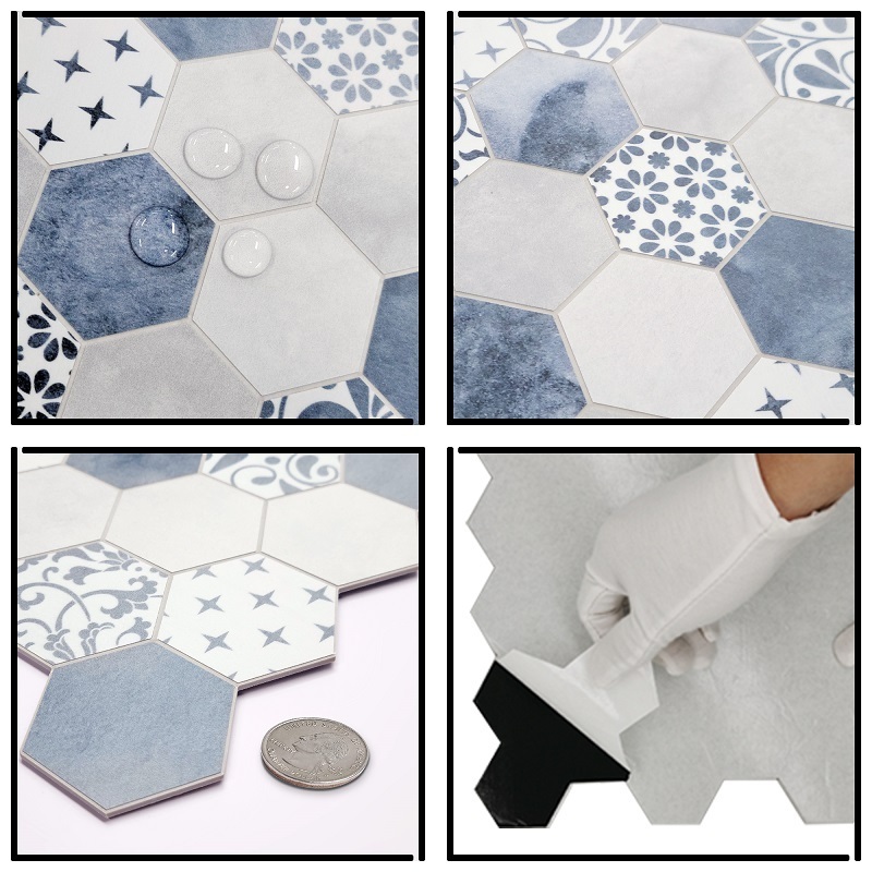 Sunwings Hexagon Peel and Stick Tile | Stock in US | Cement Looks Stone Composite Mosaic Backsplash For Kitchen Wall Tile