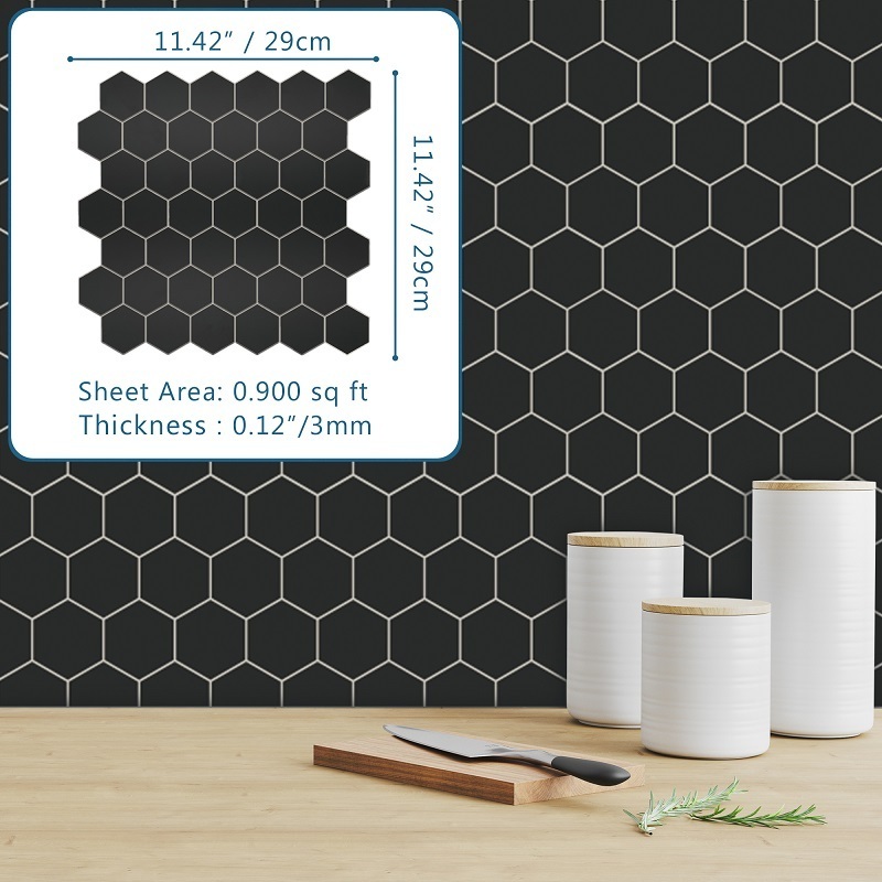 Sunwings Peel and Stick Hexagon Tile | Stock in US | Stone Composite Self Adhesive Mosaic Wall Tile Backsplash