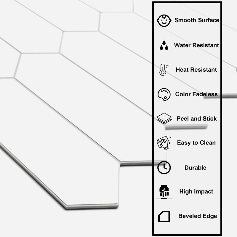 Sunwings Peel and Stick Long Hexagon Tile | Stock in US | Stone Composite Mosaic Backsplash For Kitchen