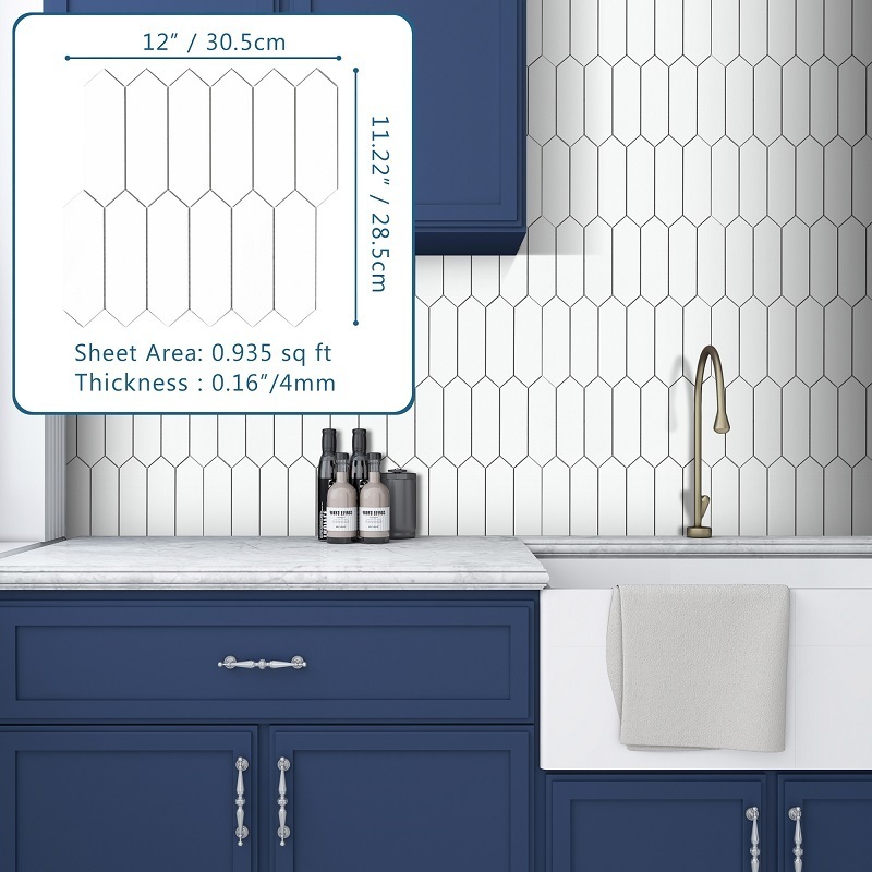 Sunwings Peel and Stick Long Hexagon Tile | Stock in US | Stone Composite Mosaic Backsplash For Kitchen