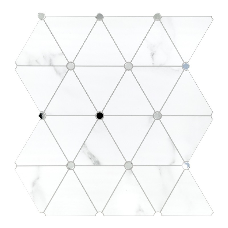 Sunwings Peel and Stick Triangle Tile | Stock in US | Bianco Carrara Looks Stone Composite Stick On Tile For Interior Decor