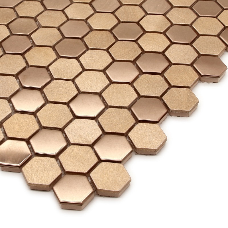 Sunwings Stainless Steel & Aluminium Mosaic Tile | Stock in US | Copper Hexagon Mosaics Wall And Floor Tile