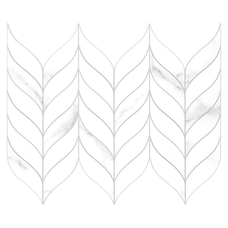 Sunwings Peel and Stick Waterjet Tile | Stock in US | White Carrara Leaf Backplash Tile For Kitchen Bathroom Wall Decor Tile