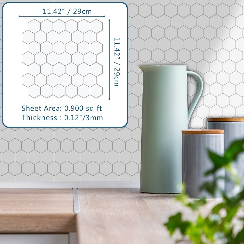 Sunwings Peel and Stick Hexagon Tile | Stock in US | Stone Composite Kitchen Backsplash Mosaic And Bathroom Wall Tile