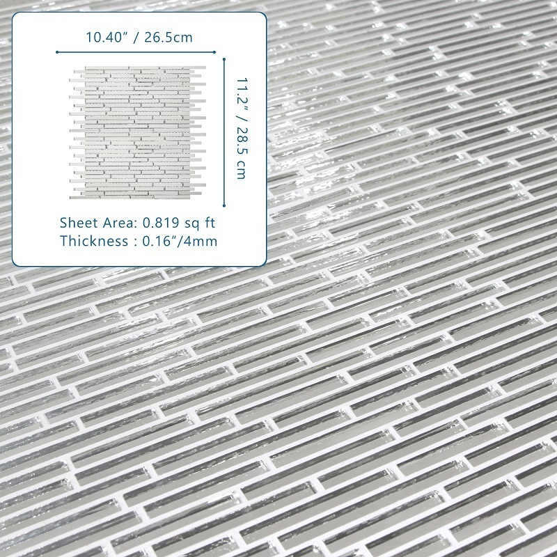 Sunwings Glass Mirror Mosaic Tile | Stock in US | Silver Linear Interlocking Reflection Mosaics Wall And Floor Tile