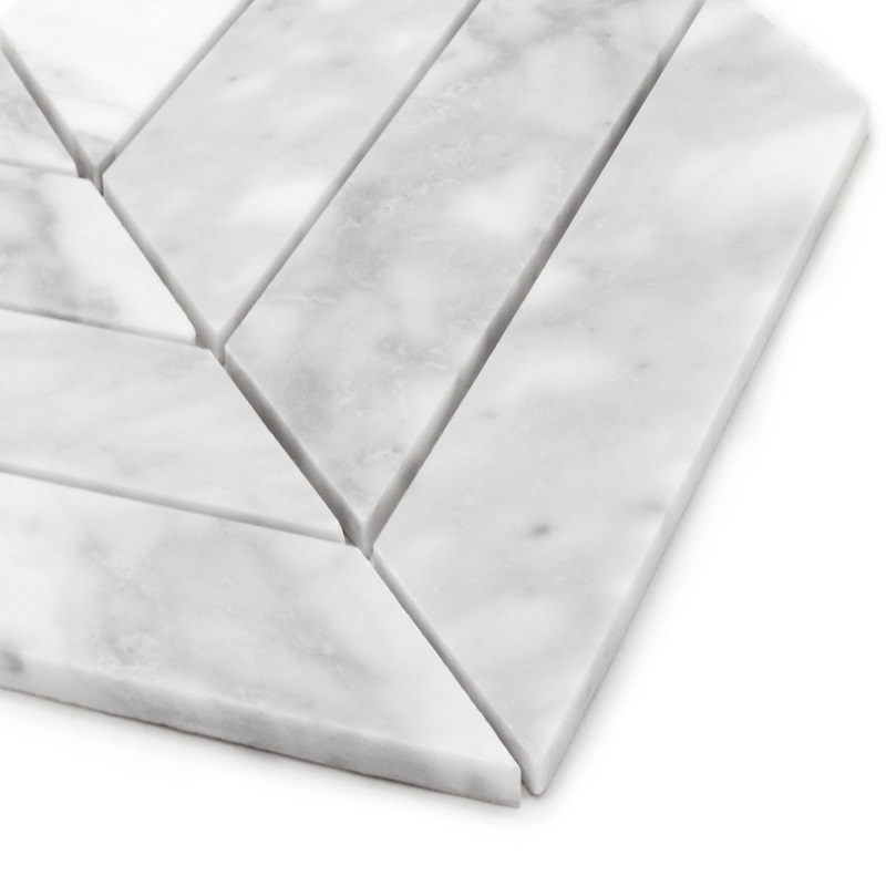 Sunwings Marble Mosaic Tile | Stock in US | White Carrara Chevron Mosaics Wall And Floor Tile