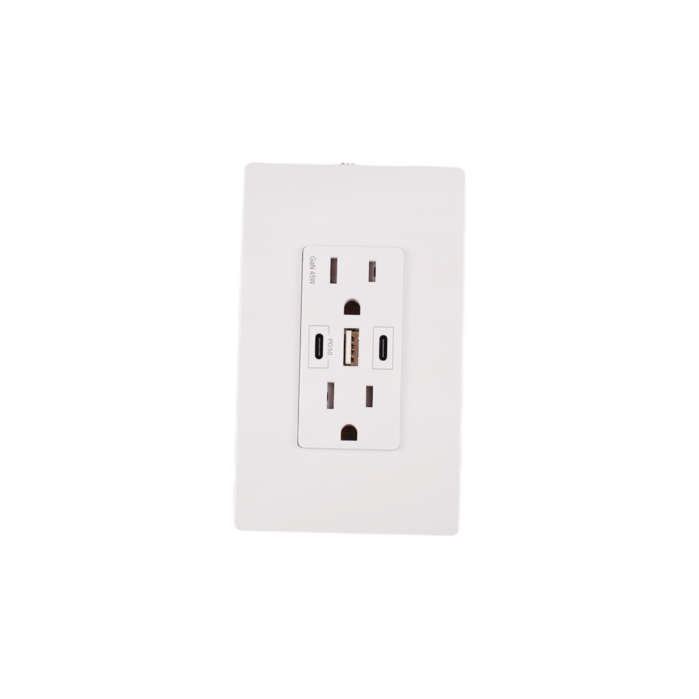 5V 3.6A USB Electrical Outlet Tamper-Resistant Switch Wall Socket Matte White USB Outlets Receptacles USB C Wall Outlet