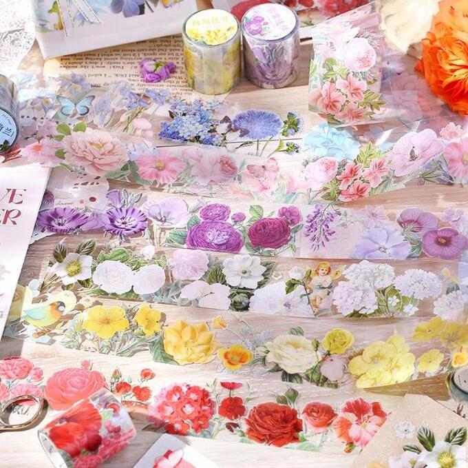 Flower Decorative Masking Adhesive Tape for Planner Journal DIY Scrapbooking Craft Gift Deco