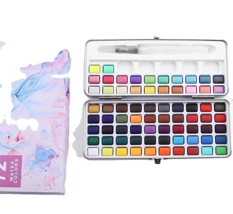 Watercolor Paints Professional Rainbow Glitter Solid Colors Set with Brush Pen