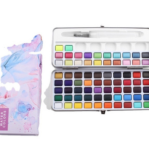 Watercolor Paints Professional Rainbow Glitter Solid Colors Set with Brush Pen