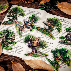 16pcs Pack Green Forest Stickers Waterproof Treehouse Decals Vinyl Sticker Decals Tree Camping Hiking Natural Outdoor Stickers