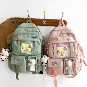 Macaroon Cloth girl backpack school bags Oxford with kawaii pendant cute pin mini backpack