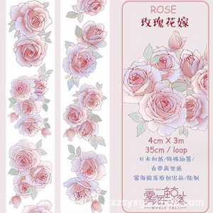 4cm*3m floral rose cartoon washi paper and pet masking tape for diy scrapbooking journal deco tapes