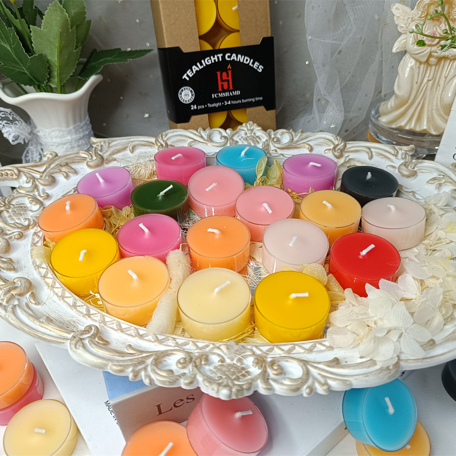 Factory Wholesale Color Scented Tealight Candles Christmas Holiday Small Votive Tea Candles 24/48Pcs Smokeless Tea Lights Candle