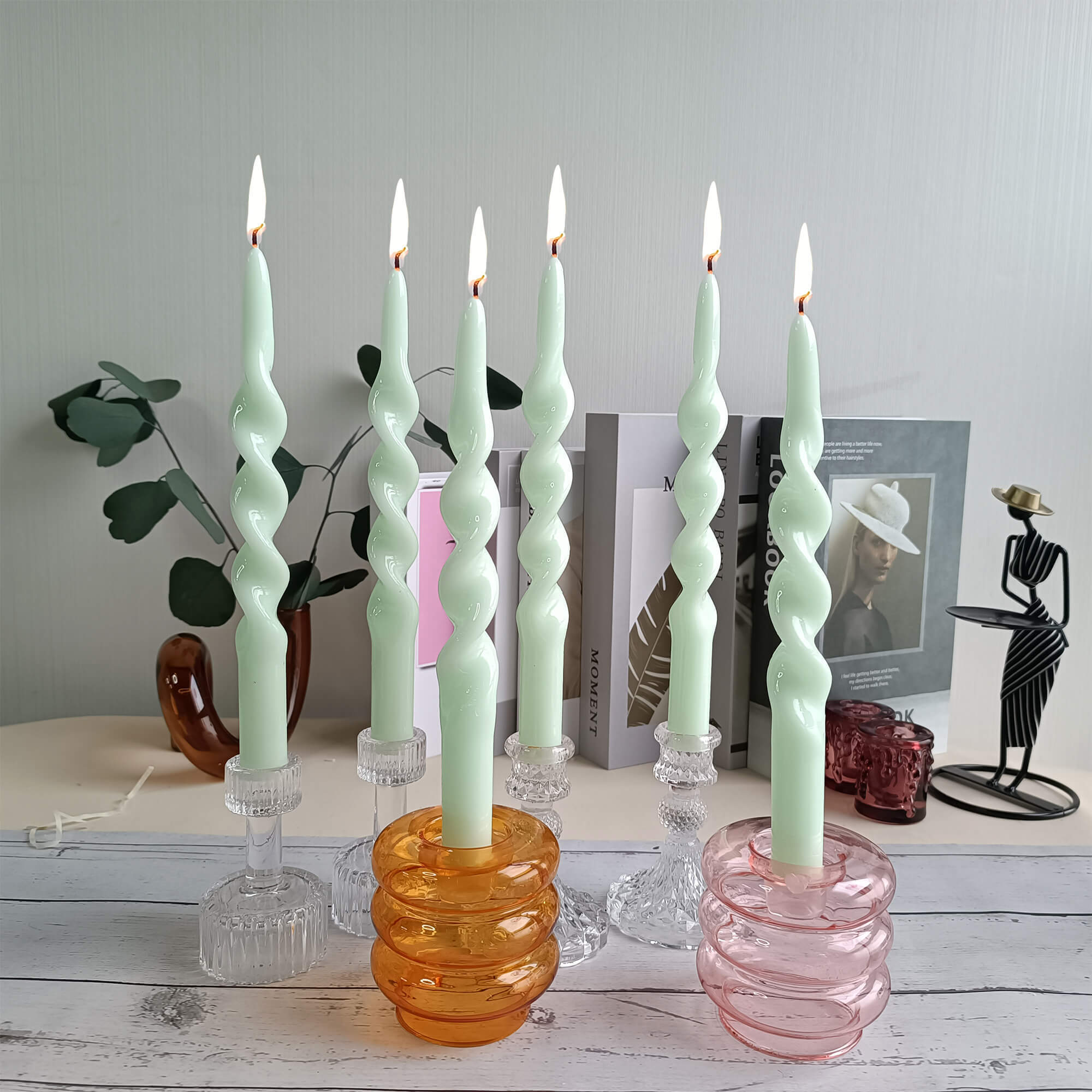 Birthday Gift Christmas Gift Tapered Candle Sticks Tall Spiral Twisted Taper Candles Handmade Bulk Candles