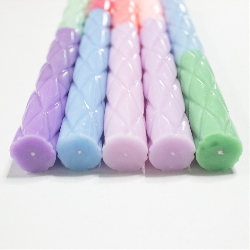 New Design Flameless Long Tapered Pillar Candles Bulk Dinner Table Gradient Color Paraffin Wax Candles