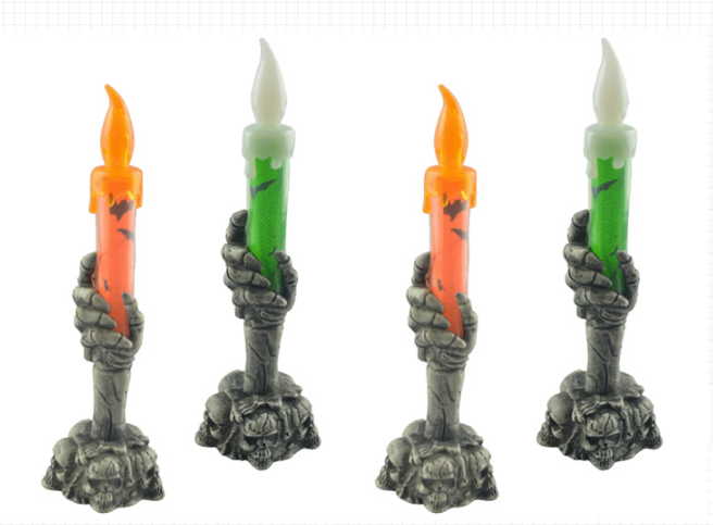 15cm Halloween Led Flameless Skeleton Ghost skeleton Candle Holder Lamp Electronic Decorative Candles