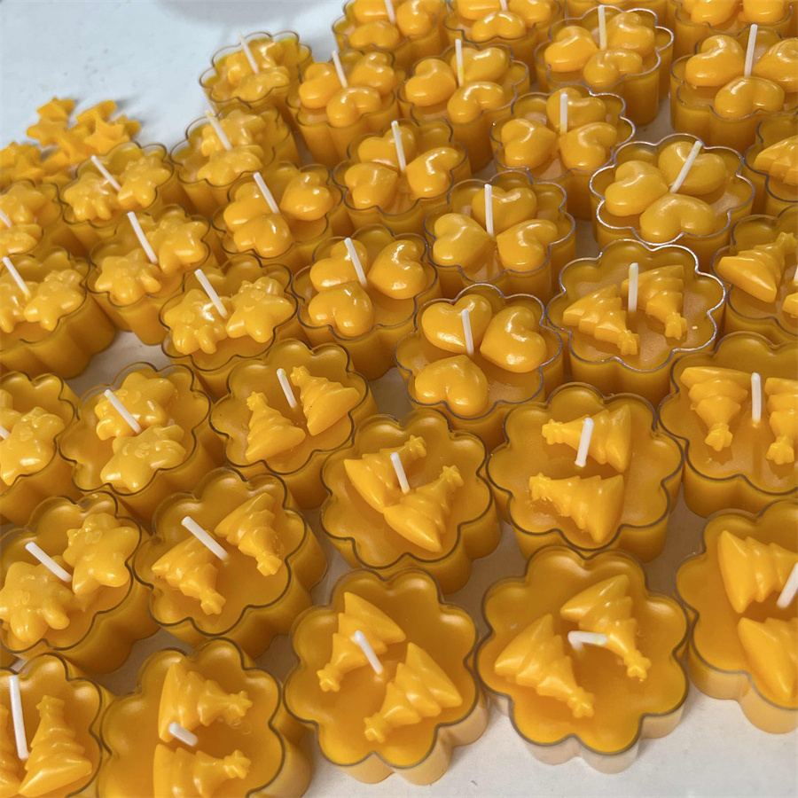 24/48Pcs Romantic Tealight Candles Delicate Natural Beeswax Tea Lights Candle Long Burn Time Flower Cup Mini Tea Candles OEM/ODM