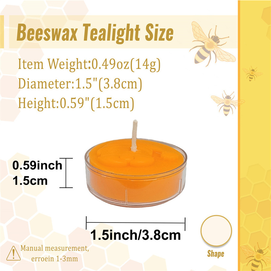 Natural Beeswax Tealight Candles Smokeless Drippless Unscented Mini Tea Light Handmade Clean Burn Patterned Tea Light Candles