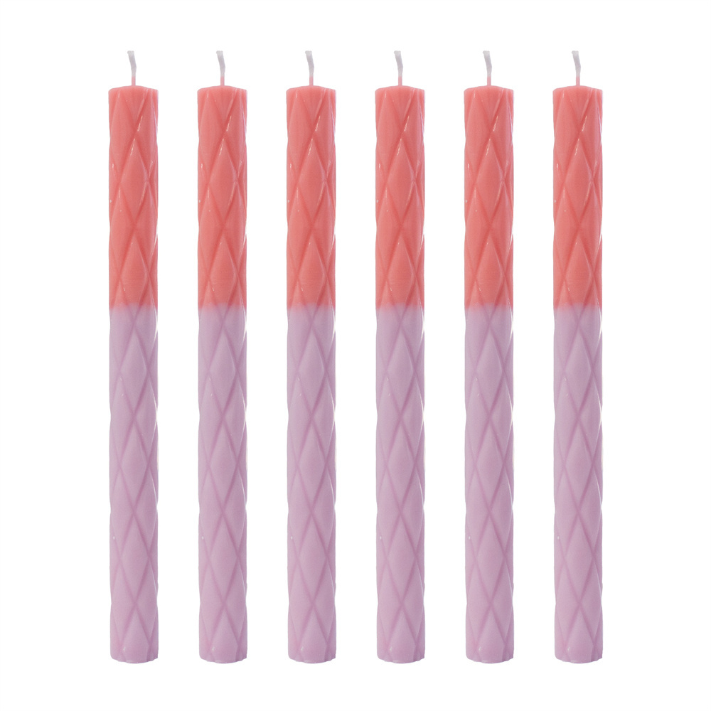 New Design Flameless Long Tapered Pillar Candles Bulk Dinner Table Gradient Color Paraffin Wax Candles