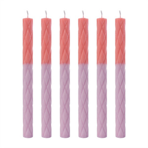 New Design Flameless Long Tapered Pillar Candles Bulk Dinner Table Gradient Color Paraffin Wax Candles