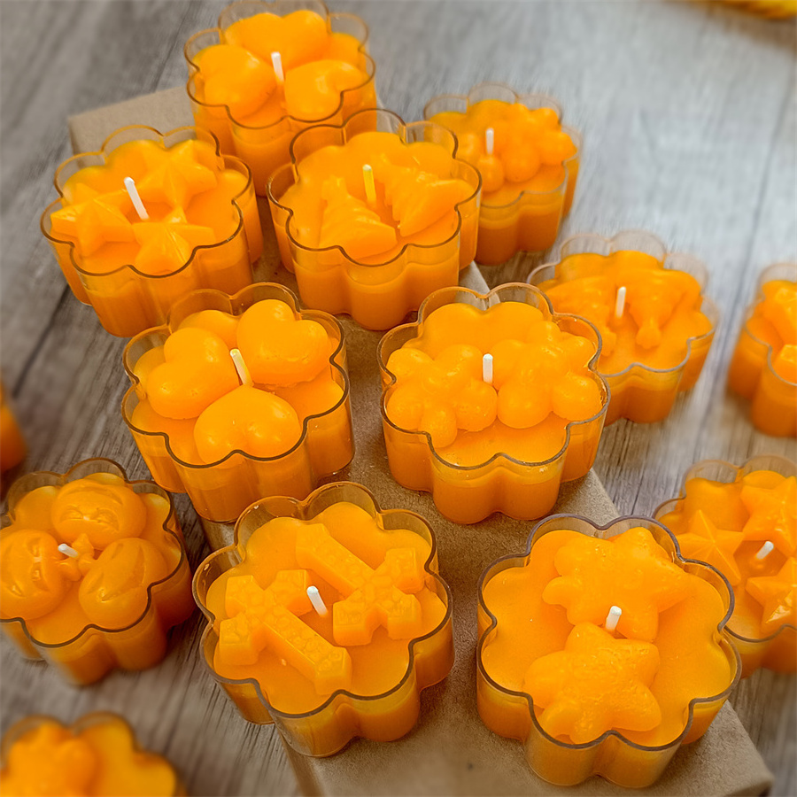 24/48Pcs Romantic Tealight Candles Delicate Natural Beeswax Tea Lights Candle Long Burn Time Flower Cup Mini Tea Candles OEM/ODM