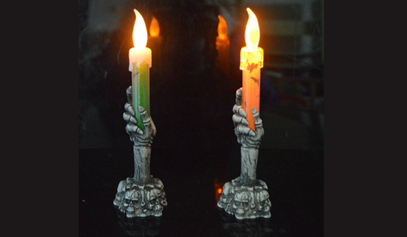 15cm Halloween Led Flameless Skeleton Ghost skeleton Candle Holder Lamp Electronic Decorative Candles