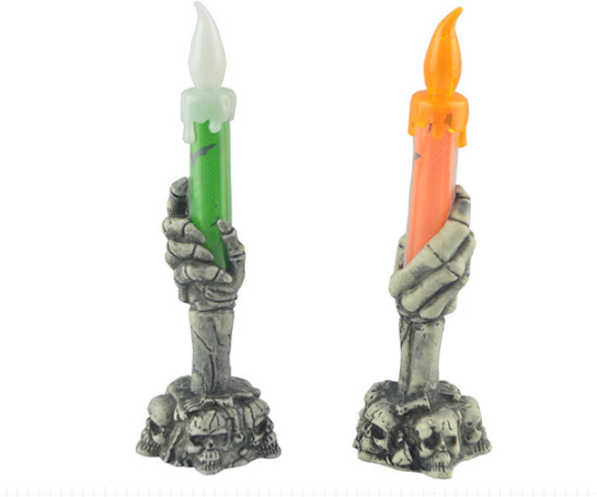 15cm Halloween Led Flameless Skeleton Ghost skeleton Candle Holder Lamp Electronic Decorative Candles