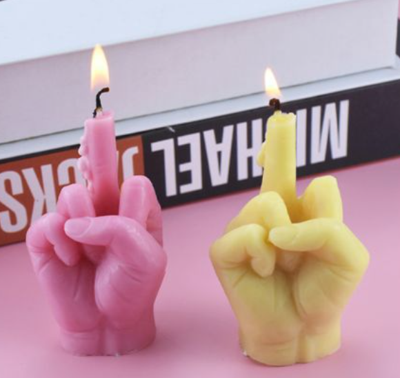 wholesale 2022 new design middle finger funk hand shaped candle for decoration hand gift candles