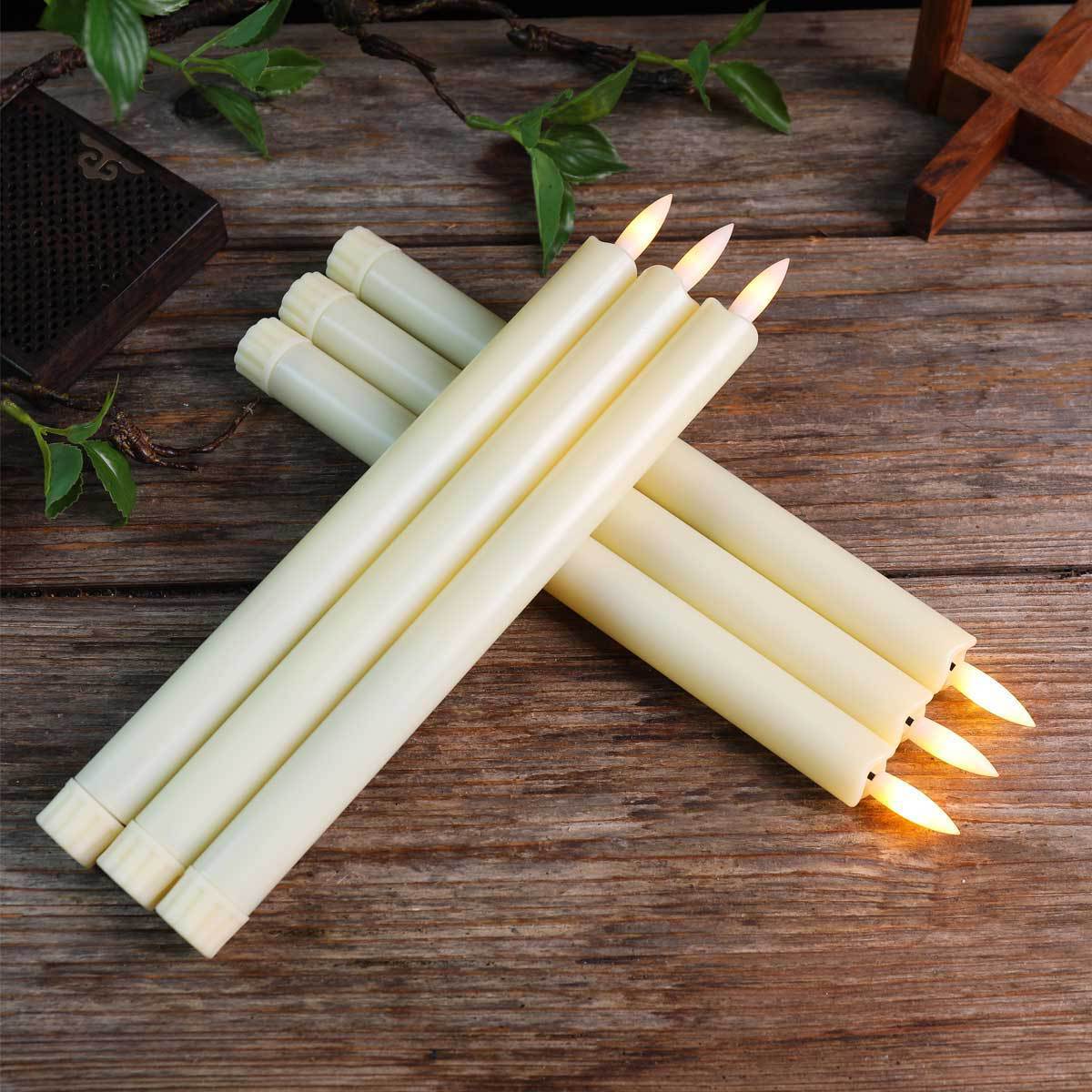 Remote Timer Real Wax Battery Candles LED Flameless Taper Candles Halloween Led Christmas Candles 6pcs