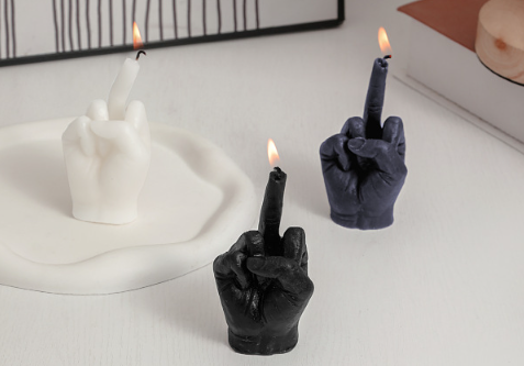 wholesale 2022 new design middle finger funk hand shaped candle for decoration hand gift candles